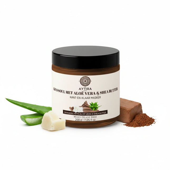 AYTiRA Ghassoul Maske mit Aloe Vera & Sheabutter – gebrauchsfertig (200 g)