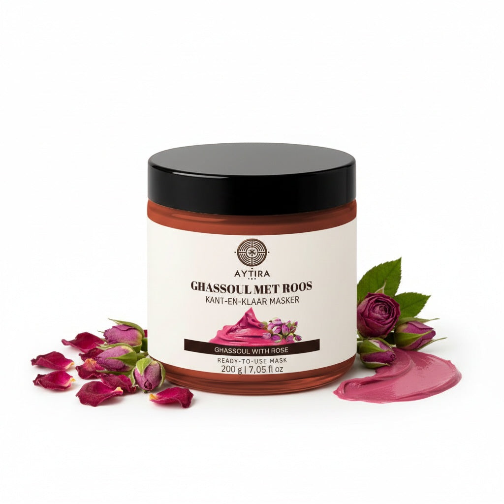 AYTiRA ghassoul masker met roos – kant-en-klaar Marokkaans kleimasker, 200 g