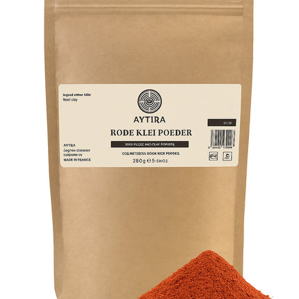 Aytira Rode Kleipoeder – 100% Natuurlijke Illiet Klei – Voor Gezicht en Lichaam – Revitaliserend Masker – 250g