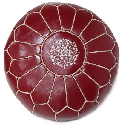 Pouf marocain rouge bordeaux