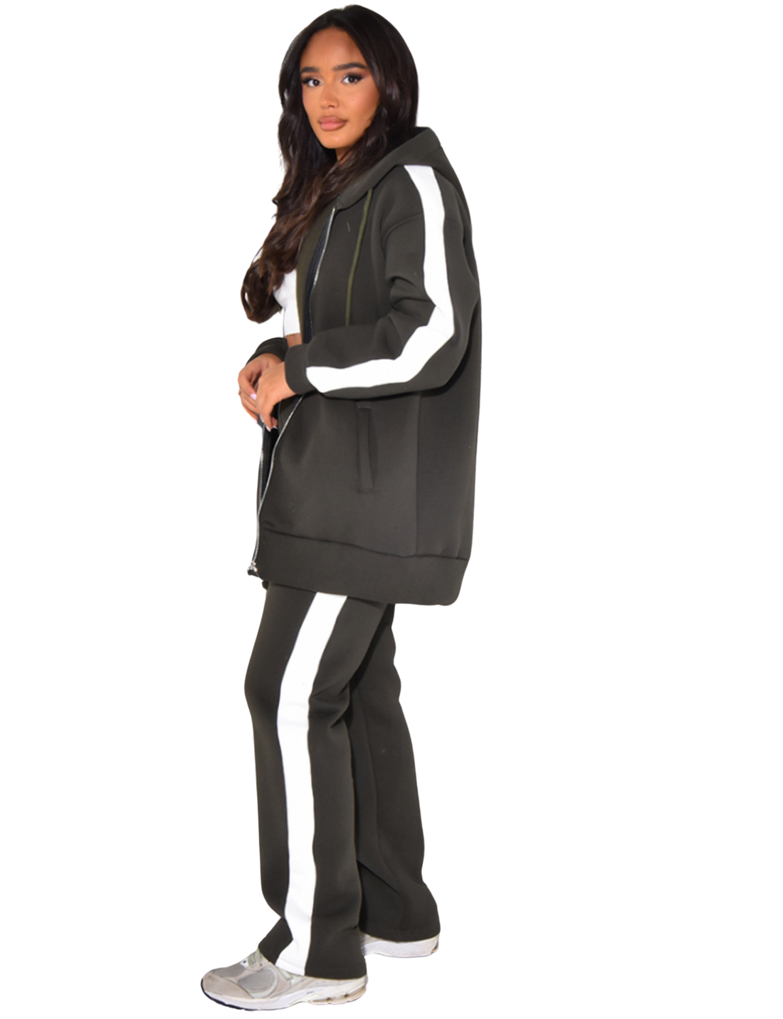 Comfy Jogger Set – oversized joggingpak dames met rits, zwart, grijs of khaki – foto 9