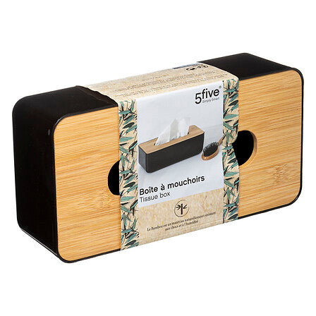 Zwarte Bamboe Tissuebox - Stijlvolle Zakdoekhouder (26 x 13 x 8, 8 cm) - Moderne Opbergdoos voor Kleenex & Tissues - Duurzaam Design voor Woonkamer, Badkamer of Kantoor