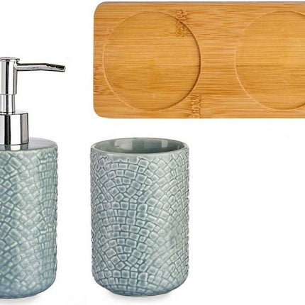 Badaccessoire-Set Grau-Blau Keramik