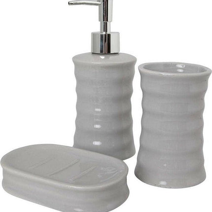 Badezimmer-Accessoire-Set Grau Keramik
