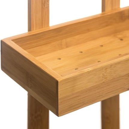 Doucherekje/badkamerrekje 2 lagen bamboe hout met ophanghaak 26 x 14 x 60 cm