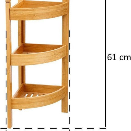 5Five Doucherekje/badkamerrekje hoek model - bamboe - 3 lagen - 23 x 61 cm