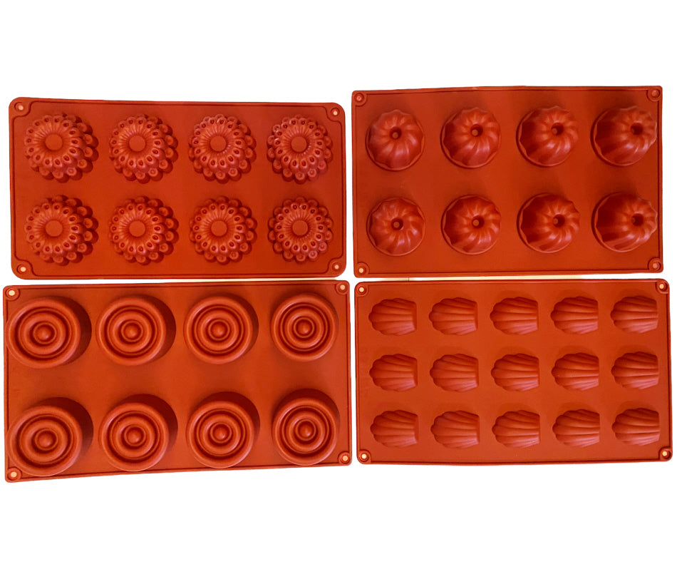 Non-stick silicone baking mold set, 4-piece mix