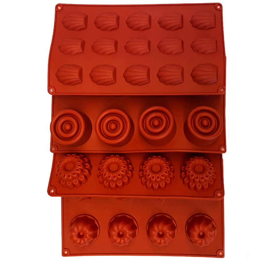 Non-stick silicone baking mold set, 4-piece mix