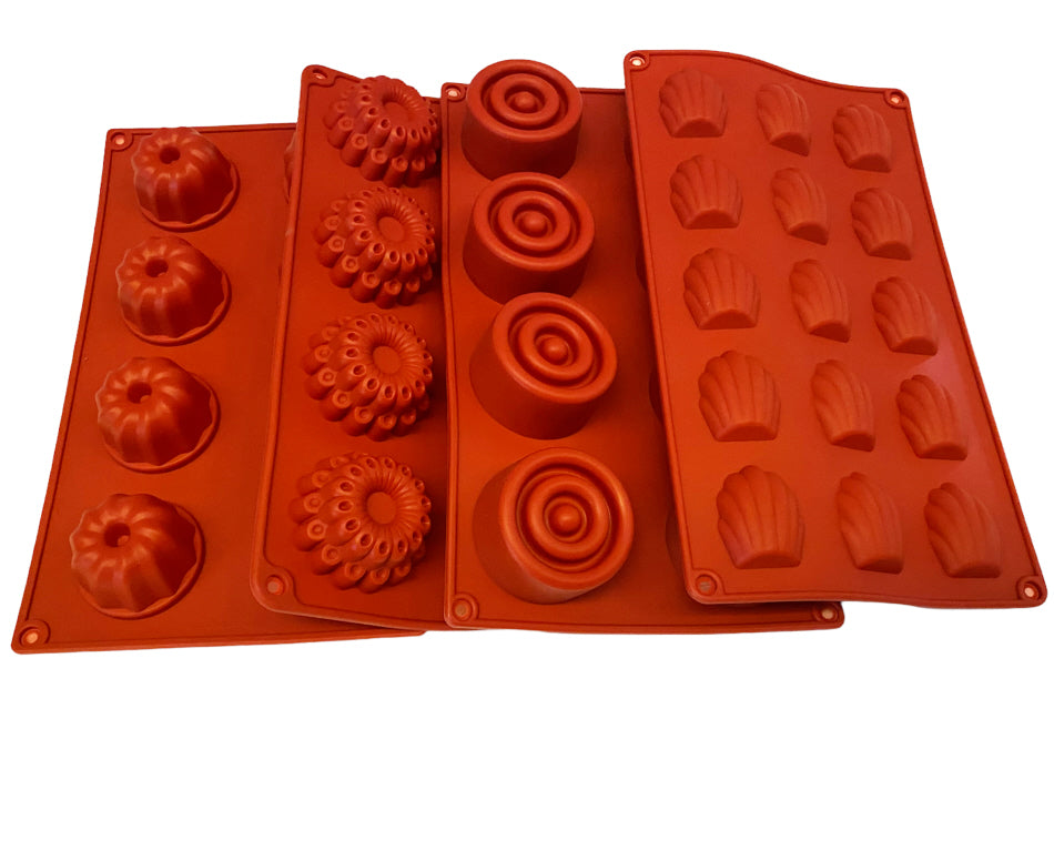 Non-stick silicone baking mold set, 4-piece mix
