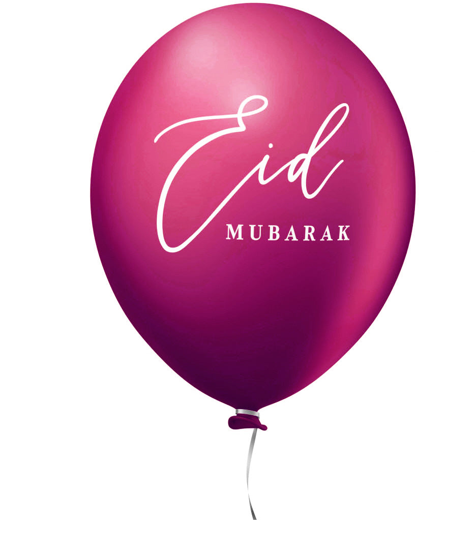 Ballons Eid Mubarak bordeaux/violet 6 pièces.