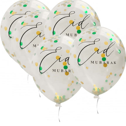 Eid mubarak ballonnen mintgroen Confetti (5 stuks)