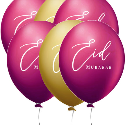 Eid Mubarak Luftballons Bordeaux/Lila 6 Stück.