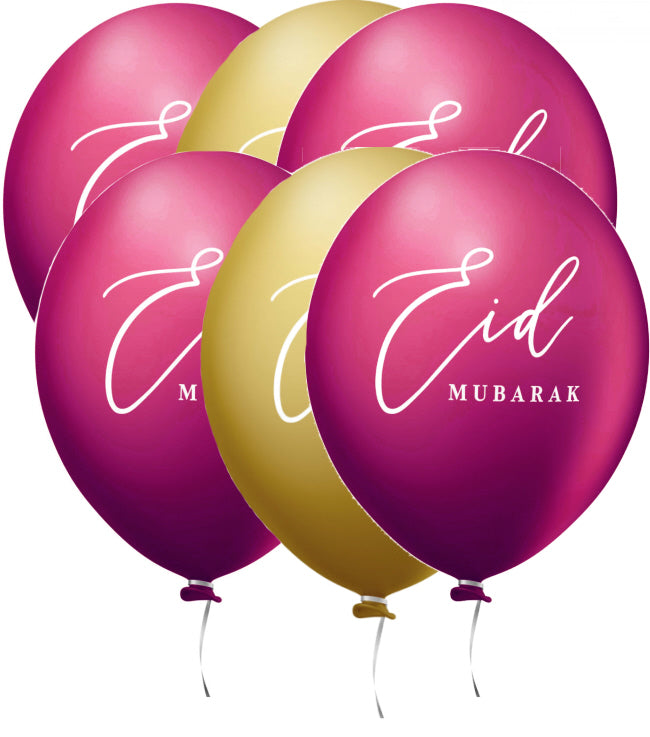 Ballons Eid Mubarak bordeaux/violet 6 pièces.