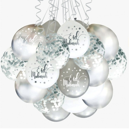 Eid Ballonnenmix Marmer Zilver (10st)