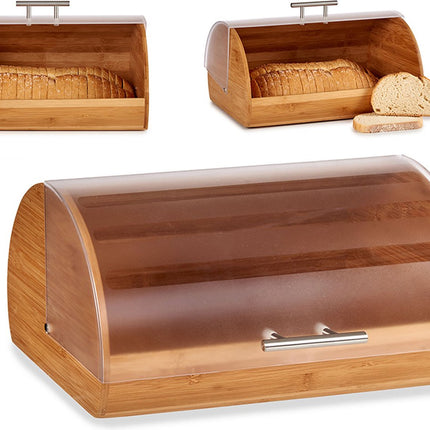 Bamboe houten broodtrommel met klep - 38 x 24 x 19 cm