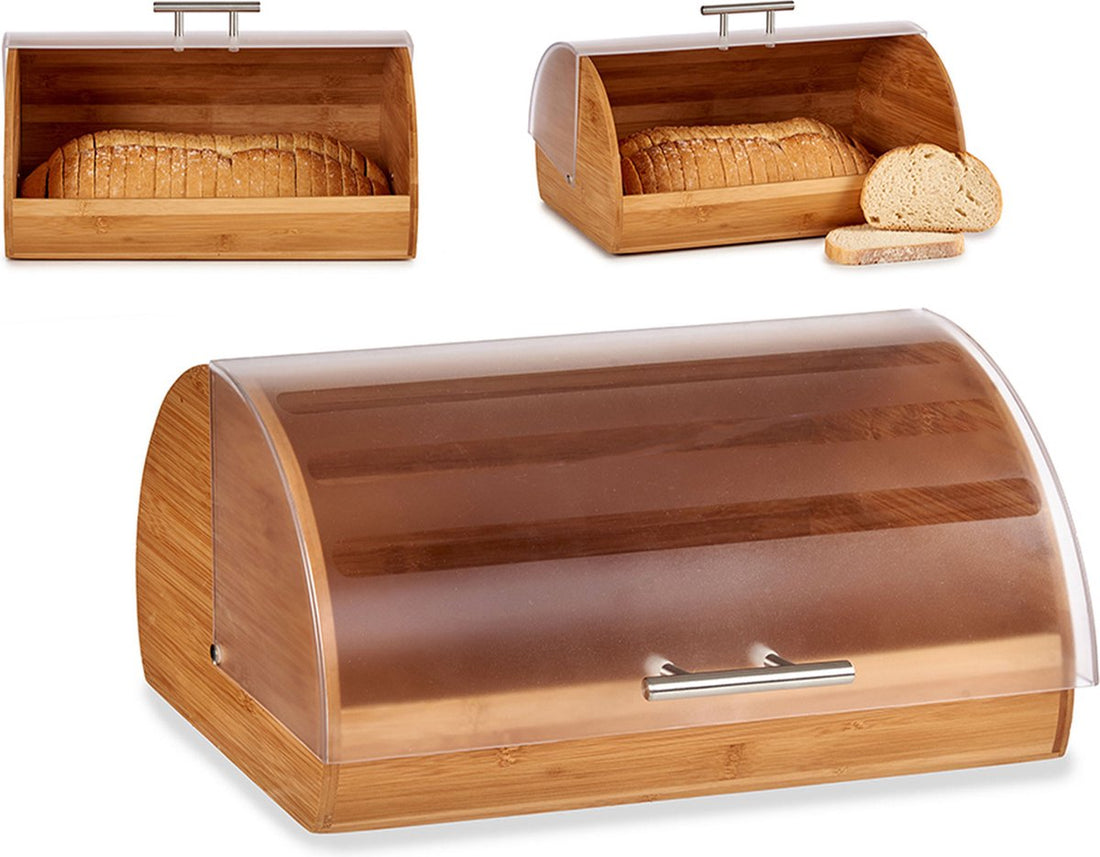 Bamboo wooden bread bin with lid - 38 x 24 x 19 cm