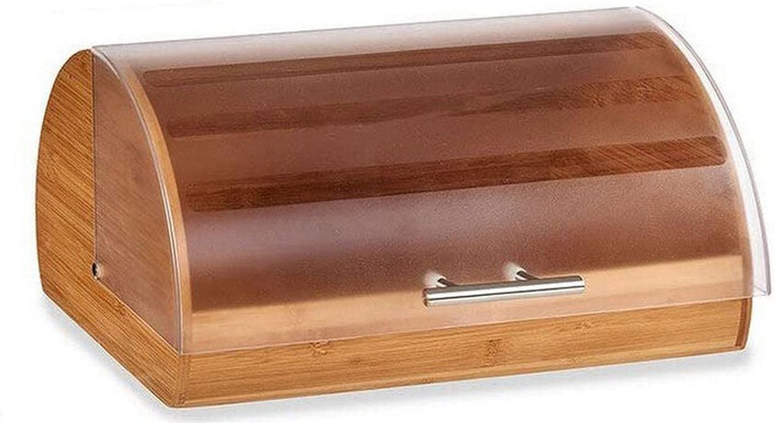Bamboo wooden bread bin with lid - 38 x 24 x 19 cm