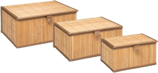 Set van 3x bamboe opbergdozen