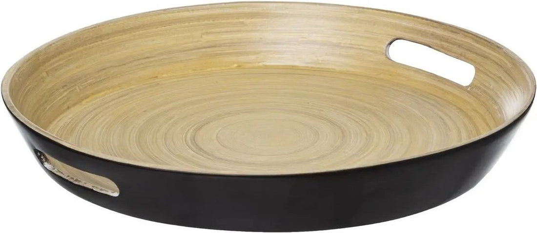 Plateau de service - plateau rond D42 cm bambou avec poignées