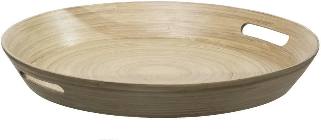Plateau de service - plateau rond D42 cm bambou avec poignées