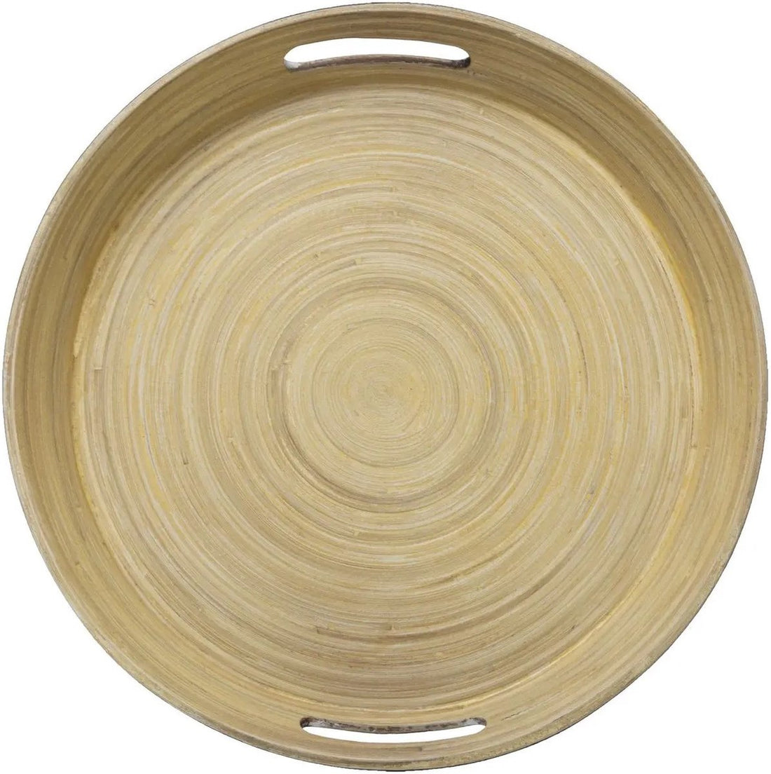 Plateau de service - plateau rond D42 cm bambou avec poignées