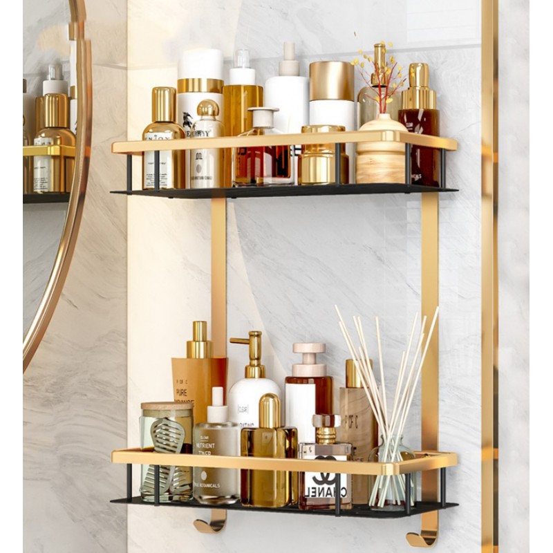 Bathroom shelf - Wall rack - Gold/Black
