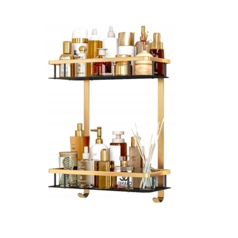 Bathroom shelf - Wall rack - Gold/Black