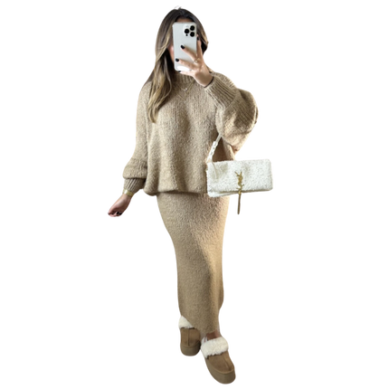 Amaya Twinset – Oversized Trui & Lange Rok – 100% Wol