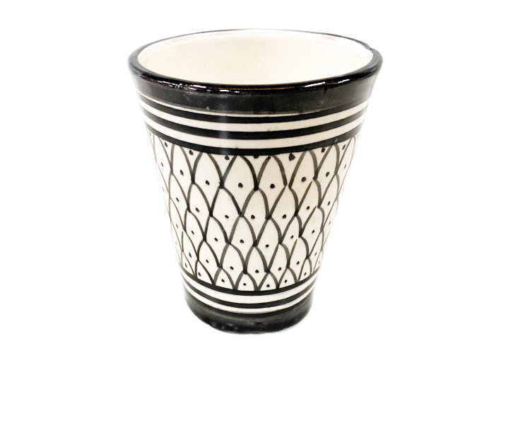 Earthenware mug black/white pattern - handmade