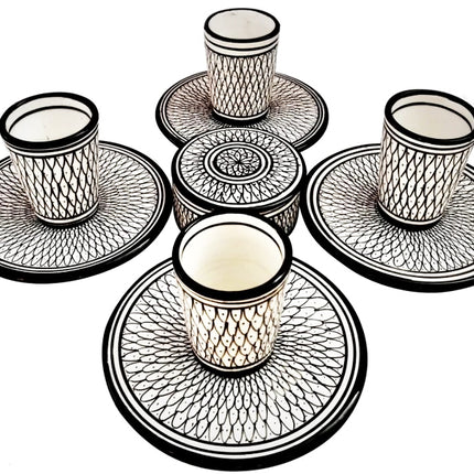 Aardewerk koffie/thee bekers set.