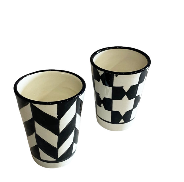 Fes keramiek bekers zwart-wit - set 2