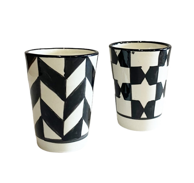 Fes keramiek bekers zwart-wit - set 2