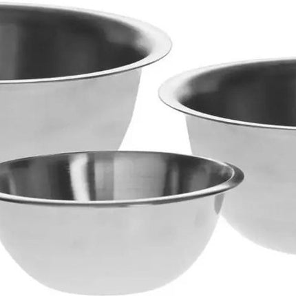 Set mit 3 Rührschüsseln/Schüsseln aus Edelstahl mit Antirutschboden - 1L - 2L - 3,3L
