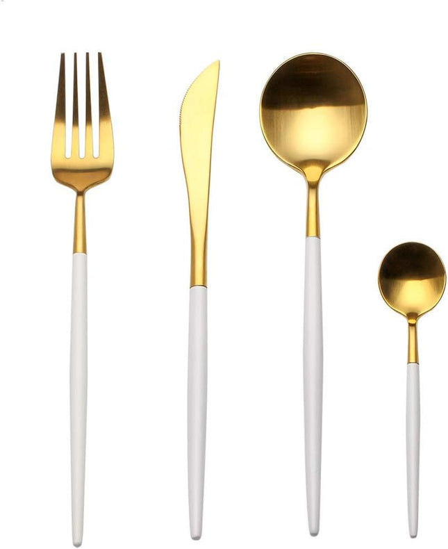Besteckset Gold Weiß Edelstahl