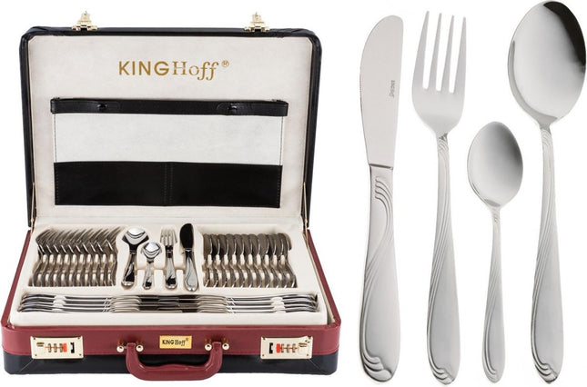 Luxuriöser Besteckkoffer - 72-teilig - für 12 Personen - Modernes Besteck