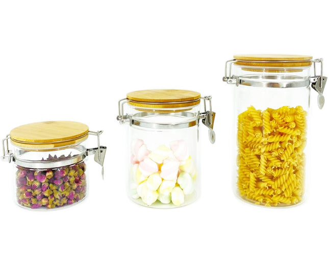 Luchtdichte Voorraadpotten Met Bamboe Deksel Set Van 3