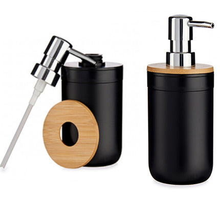 Zwarte zeep dispenser bamboe deksel 350 ML