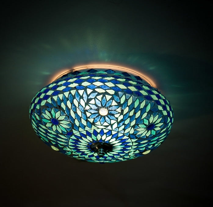 Plafonnier mosaïque oriental bleu Ø 25cm