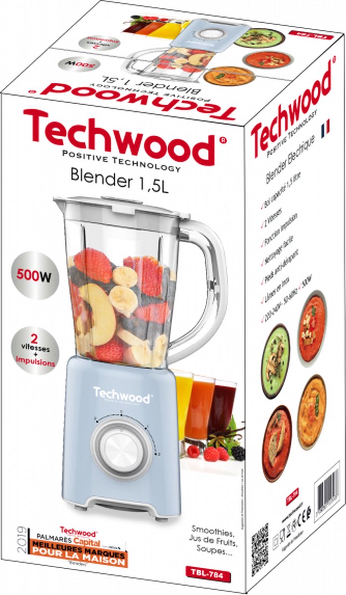 Techwood 784 - Blender - 1.5 L - 500 Watt - Pastel Blue