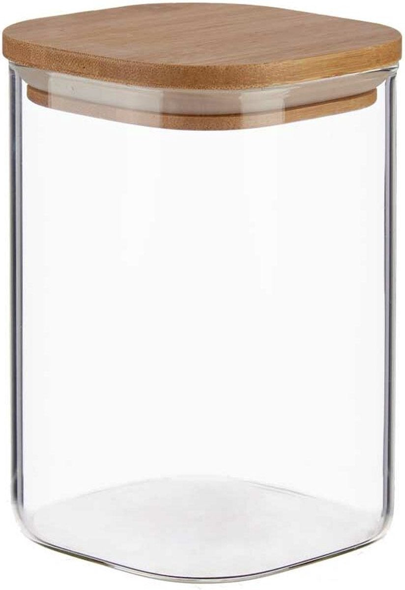 Bocal de conservation transparent Bambou Verre borosilicate (1200 ml)