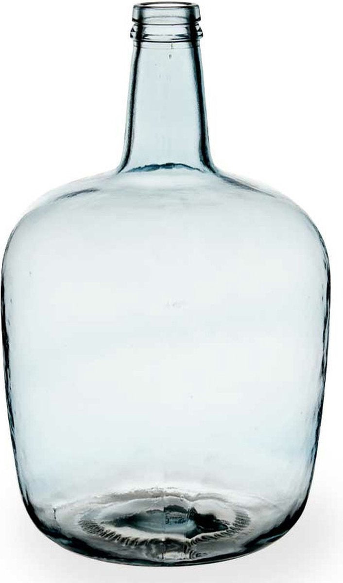 Vase à fleurs - bouteille - verre - bleu transparent - 22 x 39 cm - vase