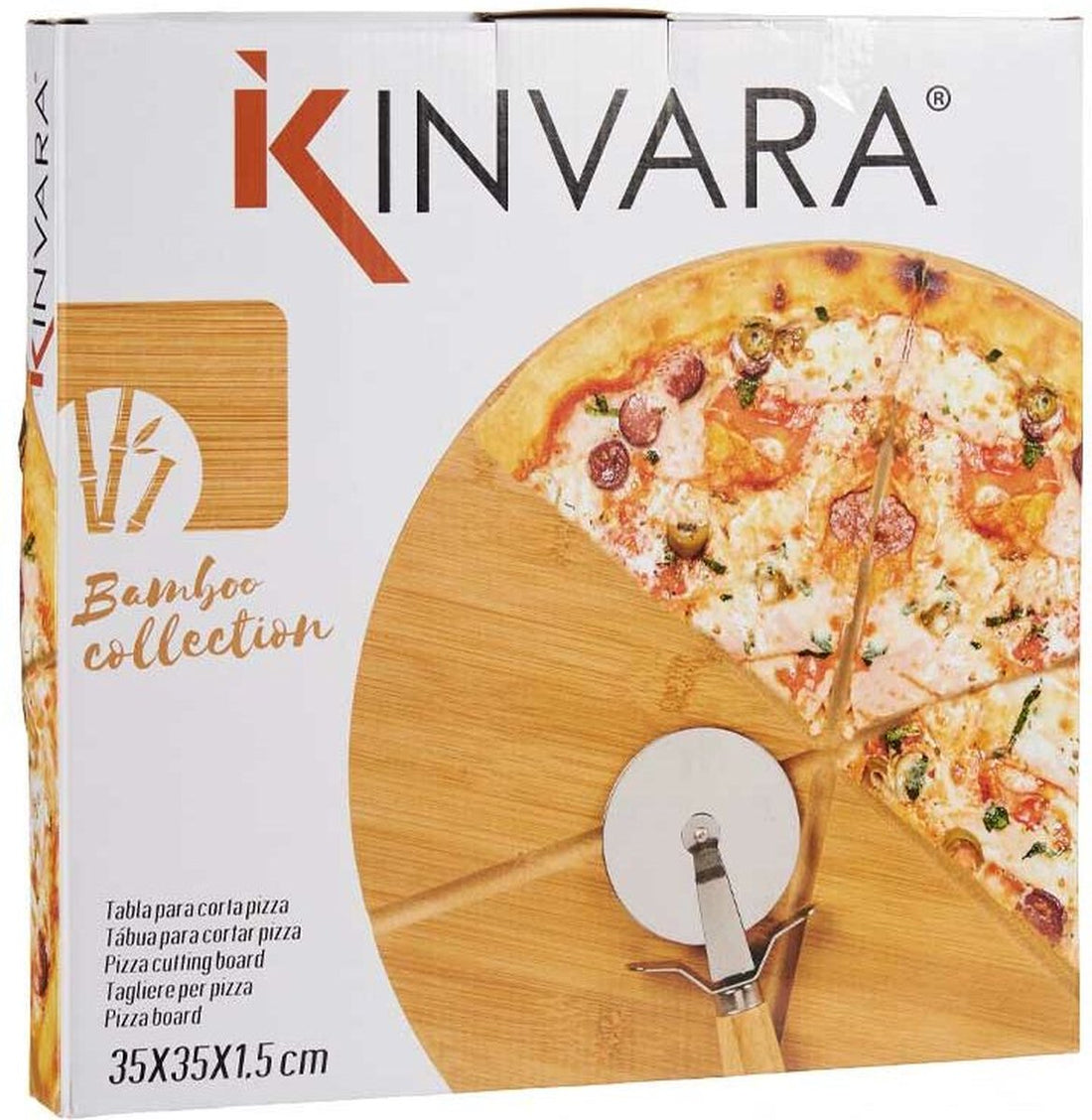Planche à découper Pizza Marron Bambou (Ø 35 cm)