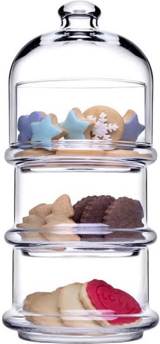 Bonbonnière - Pot de rangement en verre à 3 niveaux - Avec couvercle