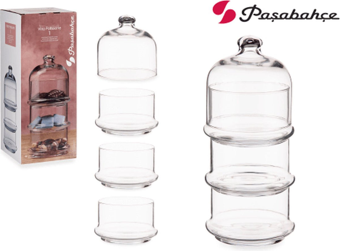 Bonbonnière - Pot de rangement en verre à 3 niveaux - Avec couvercle