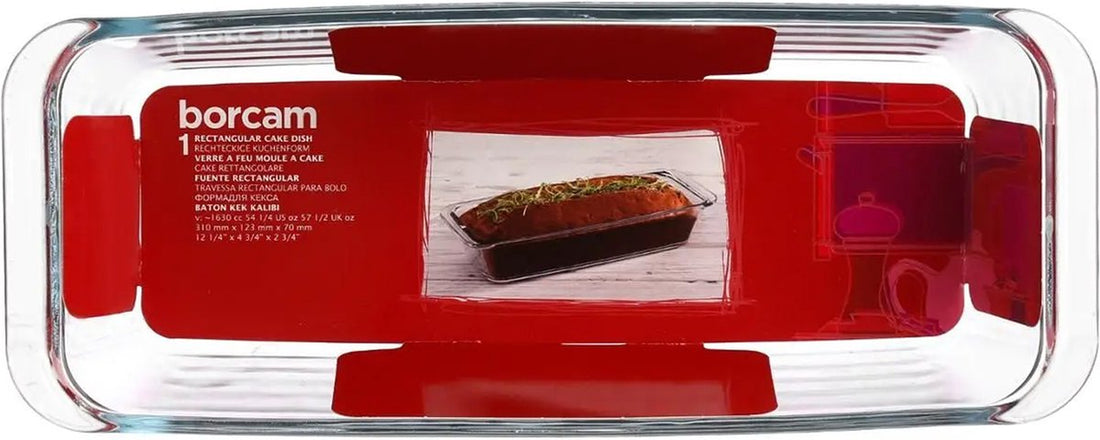 Moule à gâteau Borcam - plat de cuisson en verre transparent 31 x 12 cm