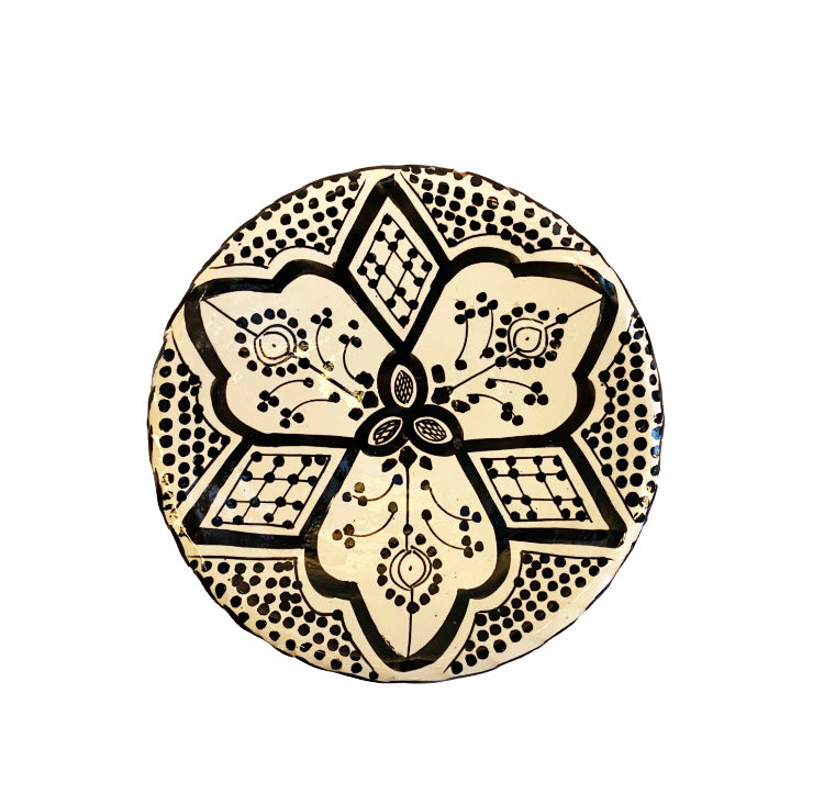 Plat de petits fours marocains noir et blanc Ø18