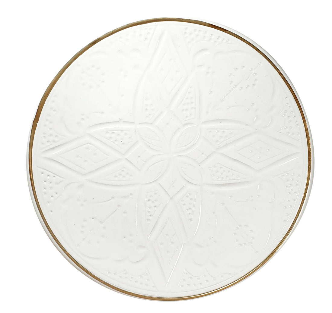 Marokkaans plat bord Empreinte – wit met 12 karaat gouden rand, Ø 17 tot 30 cm – foto 18