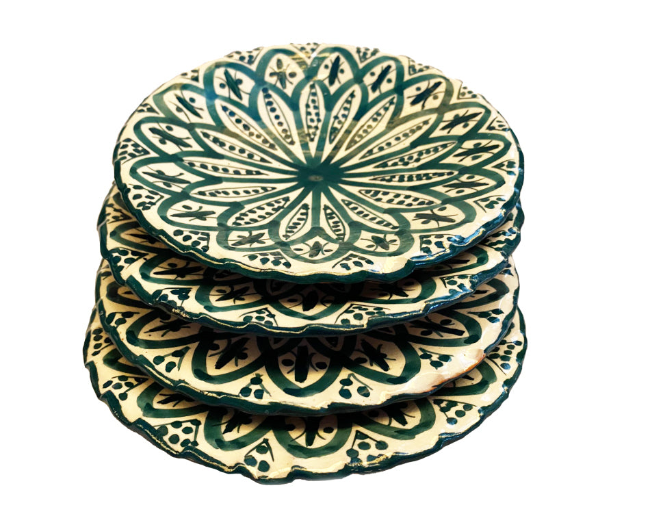 Assiette marocaine en faïence verte 18 cm