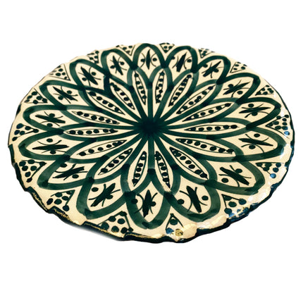 Aardewerk Marokkaanse bord groen 18 cm