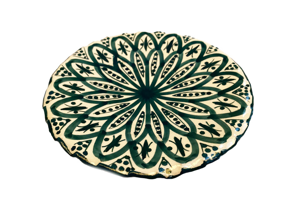 Assiette marocaine en faïence verte 18 cm